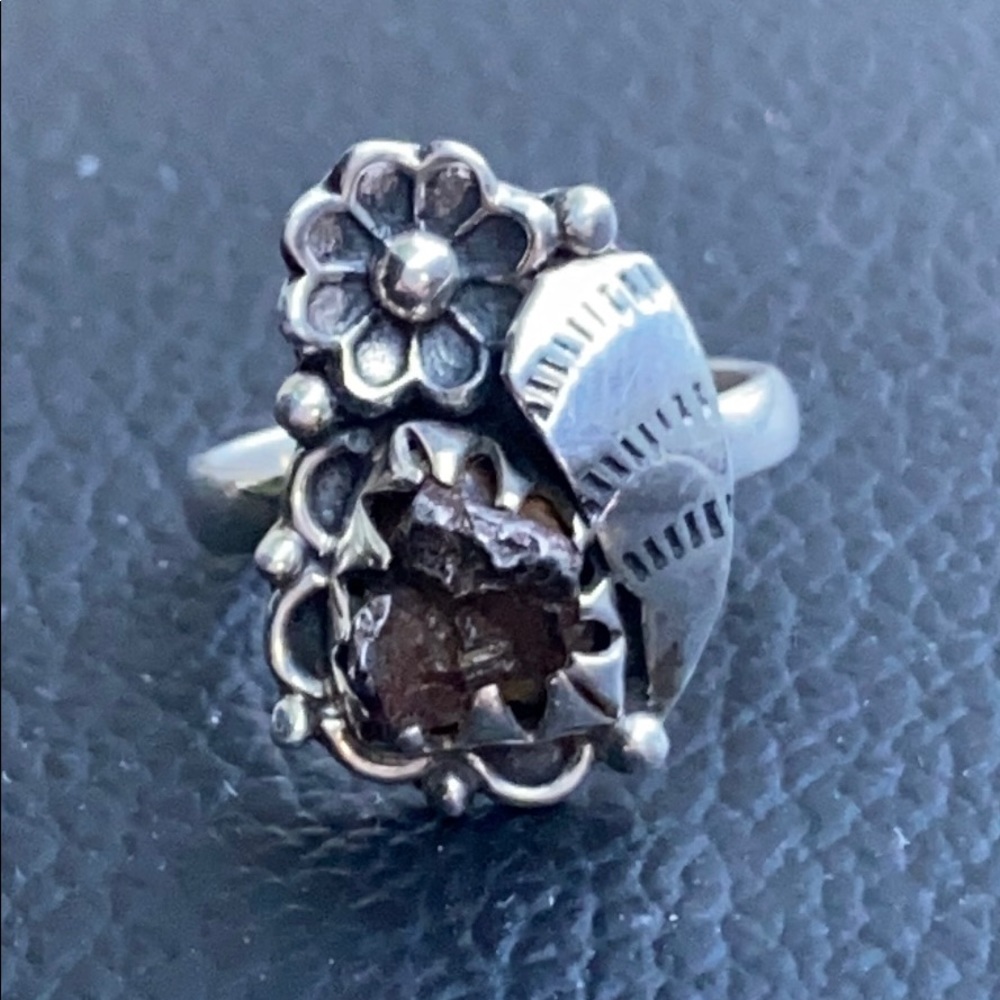 925 sterling silver ring with real meteorite